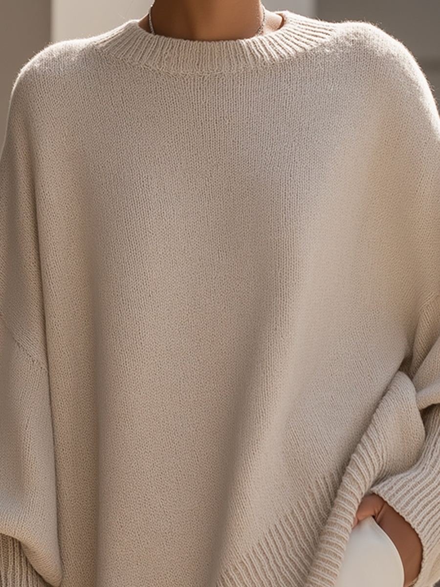 Dames Oversized Batwing Gebreide Poncho Trui
