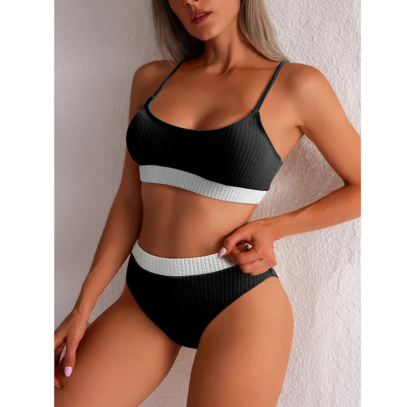Olivia | Dames bikini met hoge taille en ribstructuur
