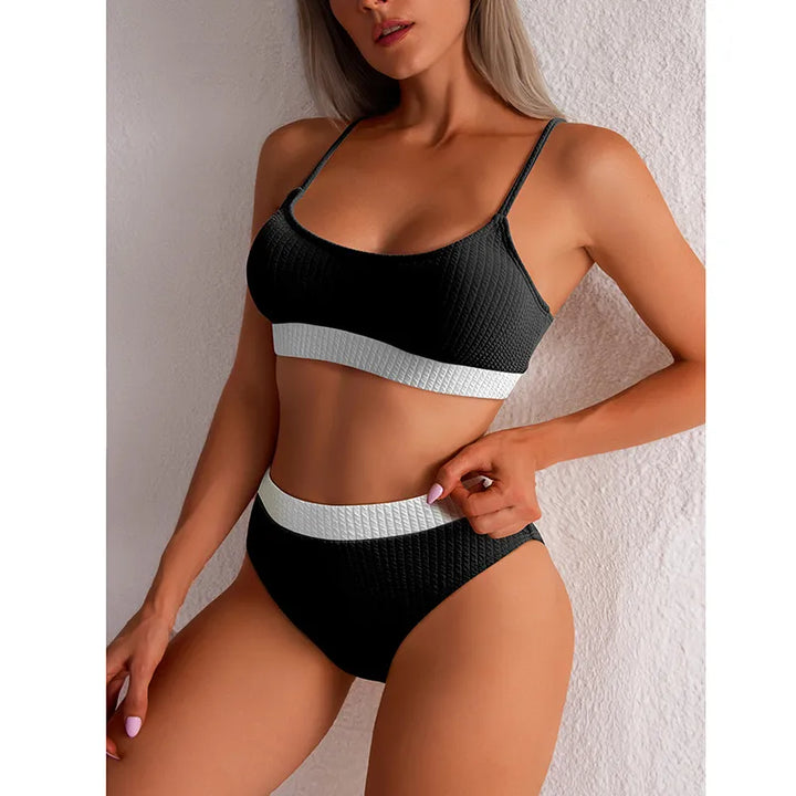 Olivia | Dames bikini met hoge taille en ribstructuur