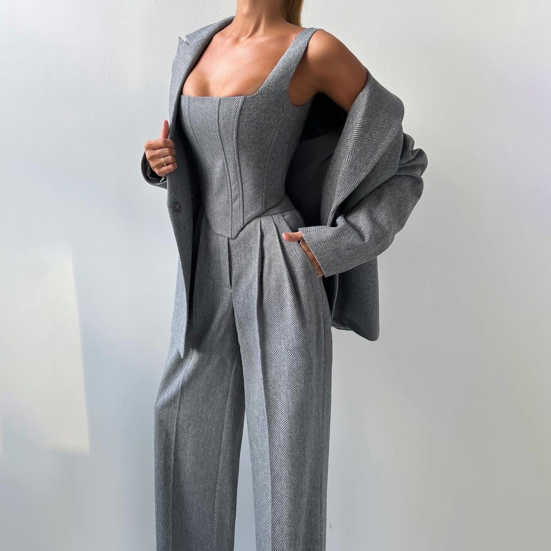 Elegante 3-Delige Dames Suitset met Blazer