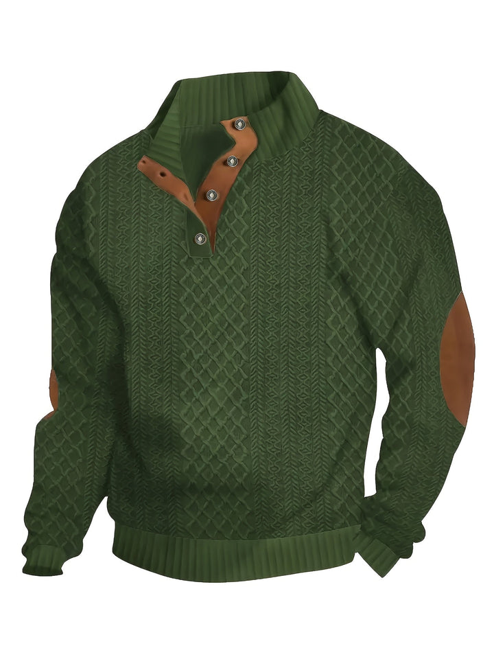 Ronan | Staande Kraag Knop Henley Trui
