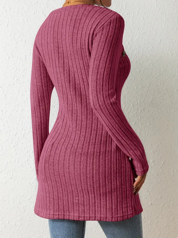 Julia - Trendy Geribbelde Asymmetrische Top