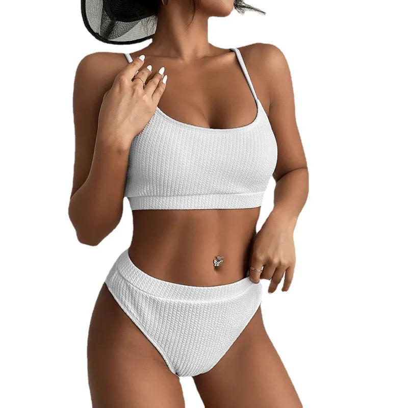 Olivia | Dames bikini met hoge taille en ribstructuur