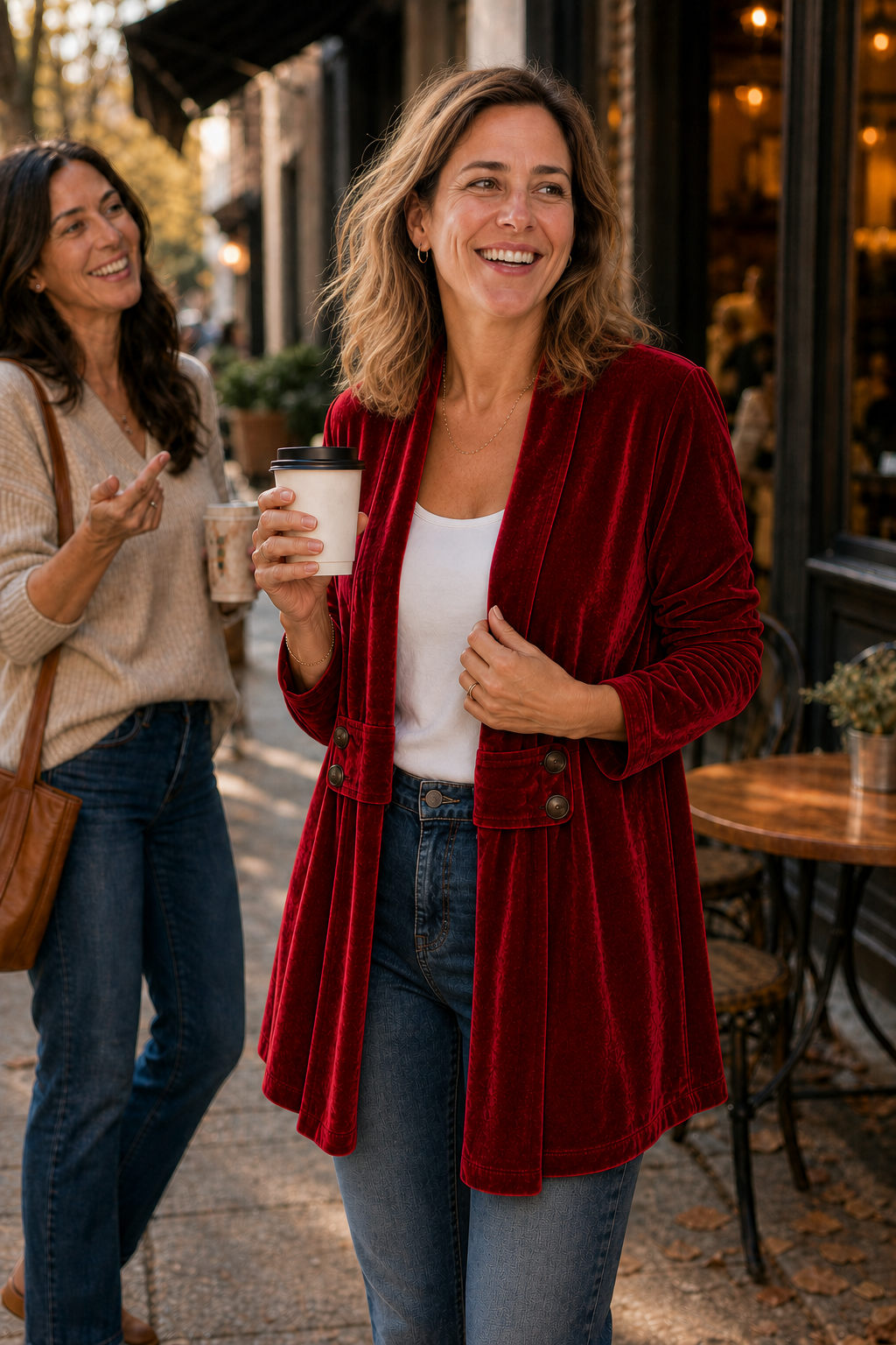 Velbourne – Dubbelzijdige Fluwelen-Look Cardigan