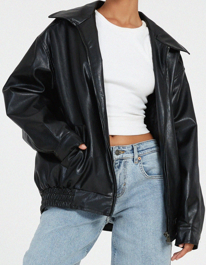 Sophia | Oversized PU-Leren Jas Dames – Modieuze Look, Hoogwaardig Kunstleer