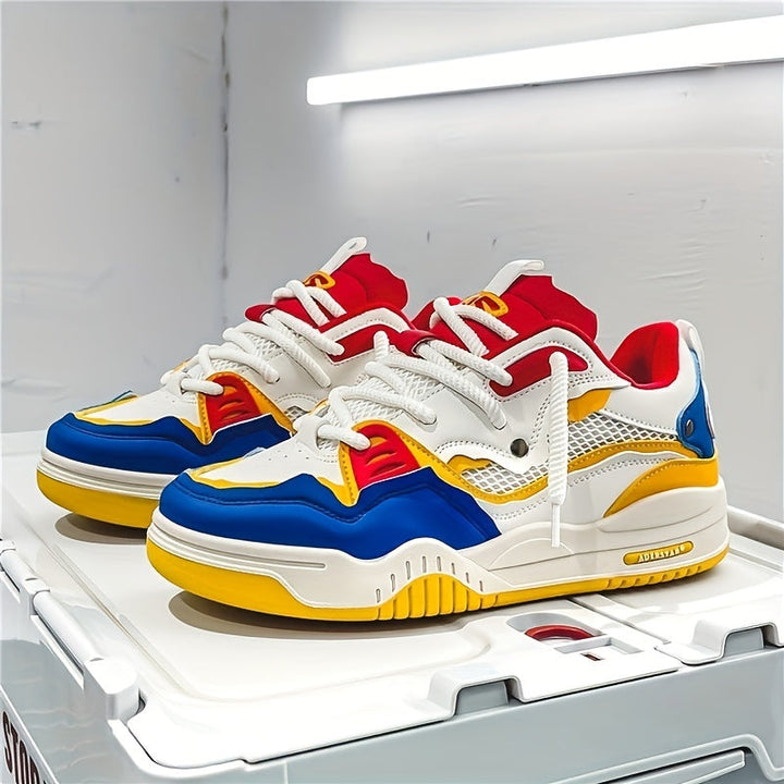 Heren All-Season Vetersportschoenen met Geometrisch Kleurblokpatroon