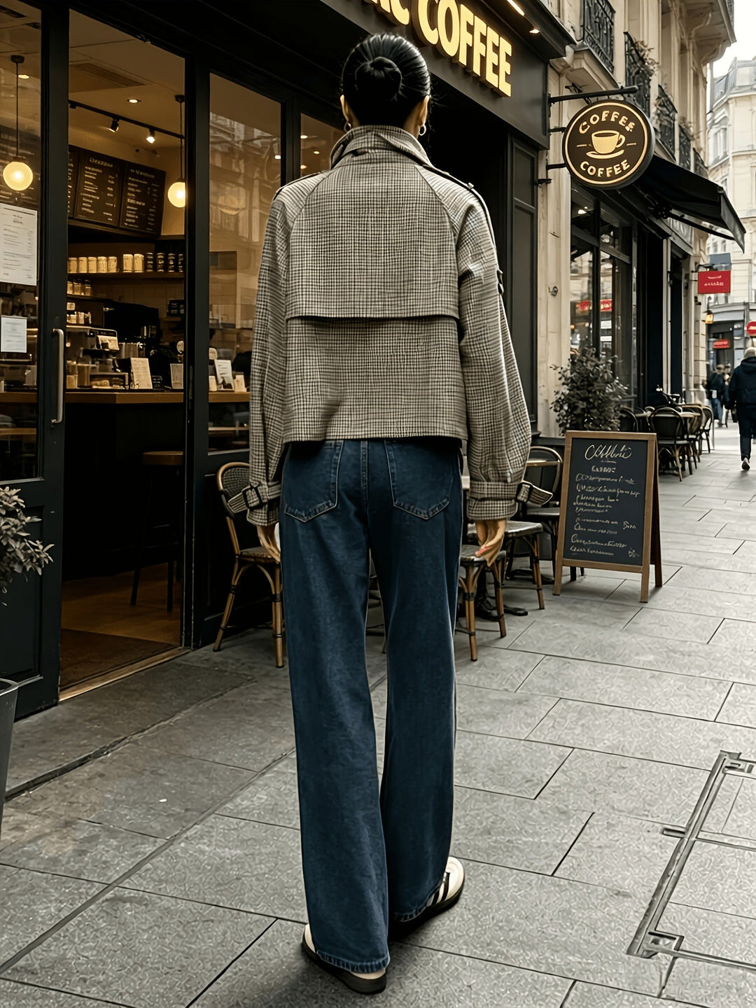 Marguerite | Colbert met Staande Kraag in Houndstooth