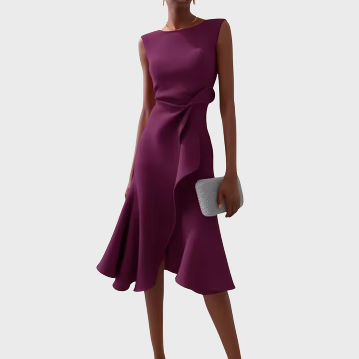 Brittany | Dames Drapé Asymmetrische Midikleed