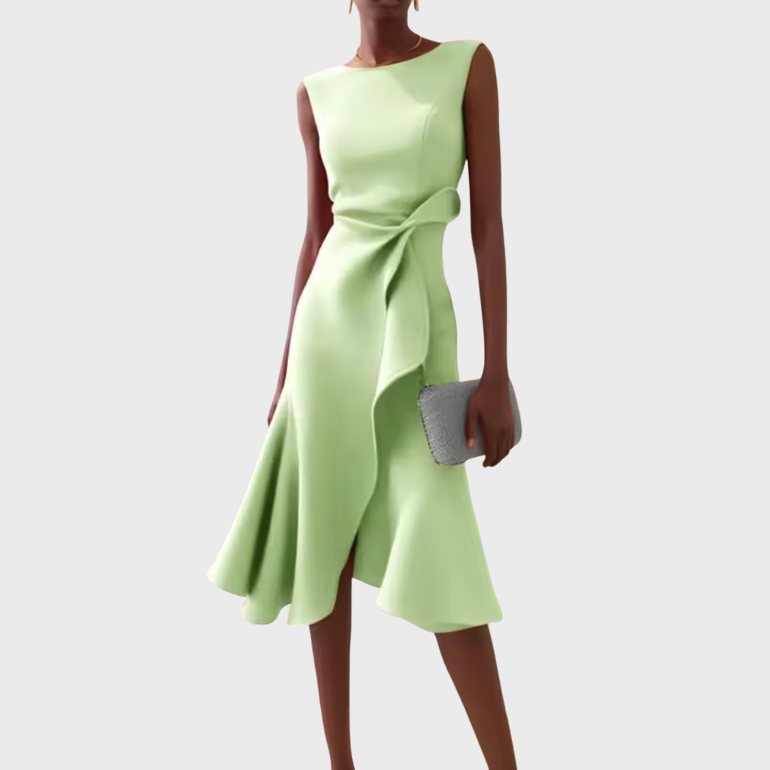 Brittany | Dames Drapé Asymmetrische Midikleed