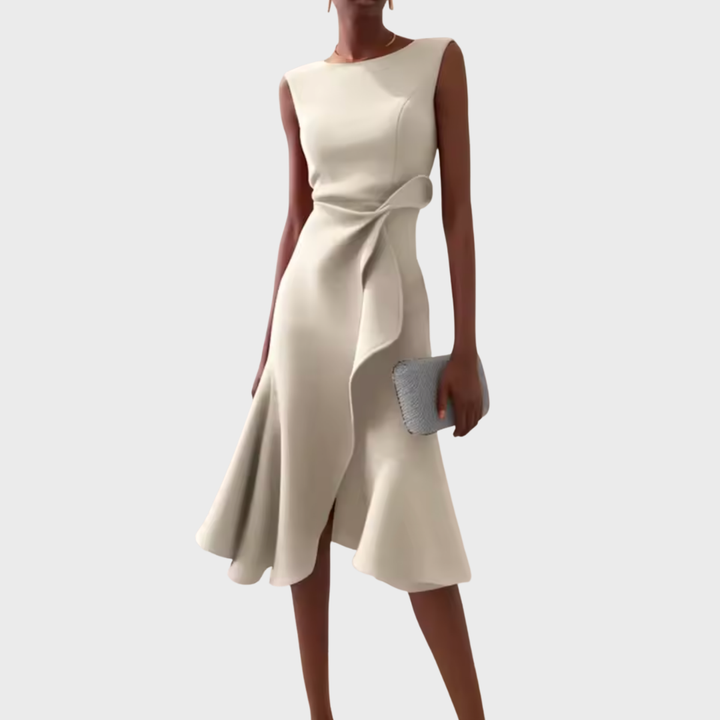 Brittany | Dames Drapé Asymmetrische Midikleed