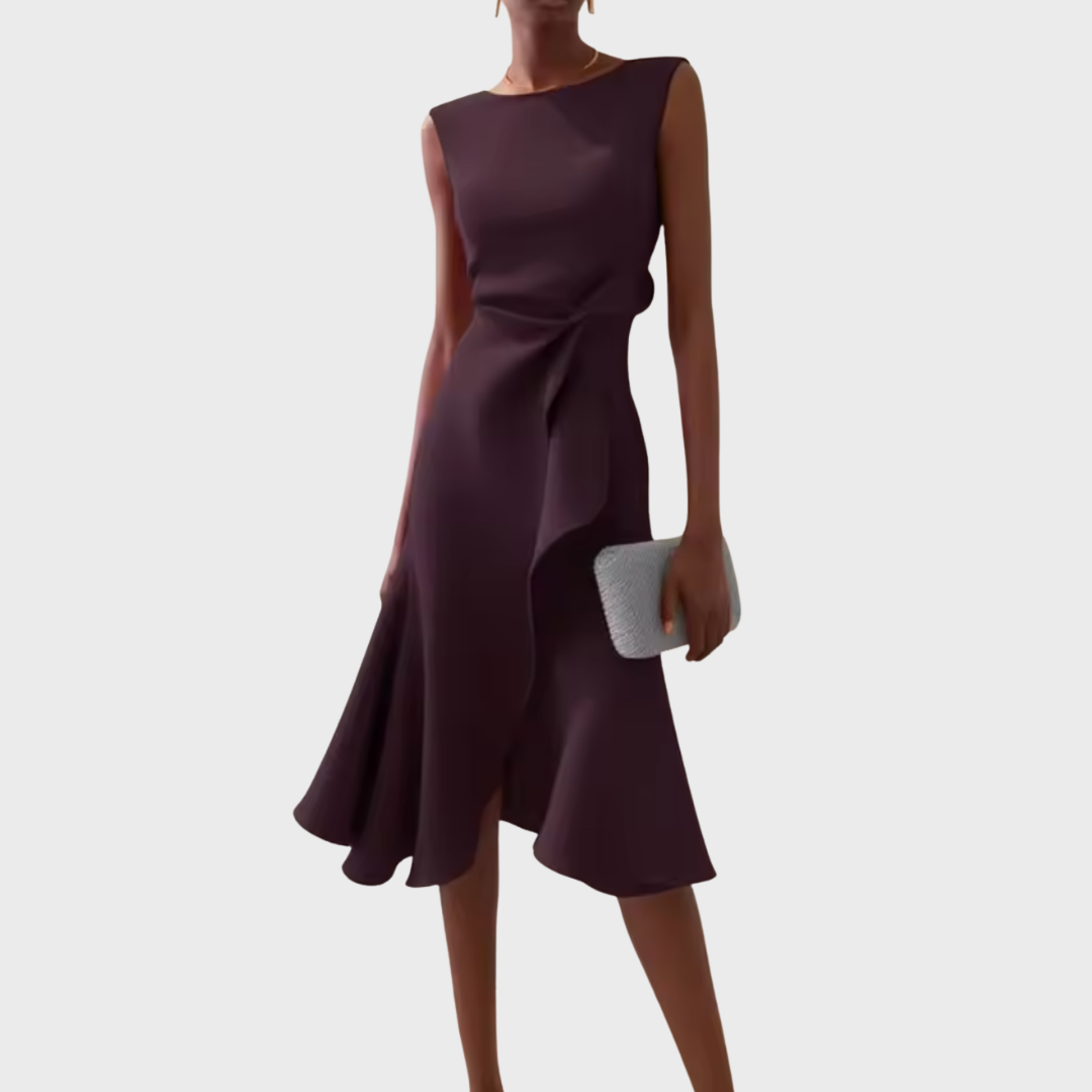 Brittany | Dames Drapé Asymmetrische Midikleed