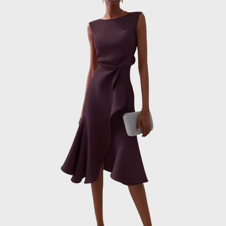 Brittany | Dames Drapé Asymmetrische Midikleed