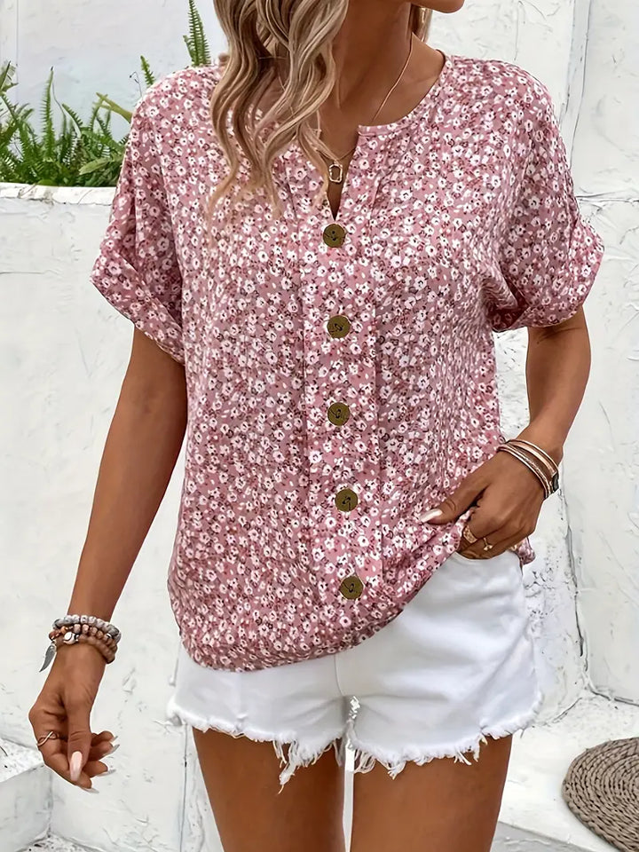 Jamie | Dames Bloemen Knoop Voor Casual Top