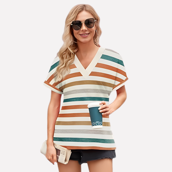 Vrouwen V-Hals Korte Mouwen T-Shirt
