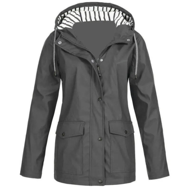Zoey | Dames regenjas met capuchon en klepzakken