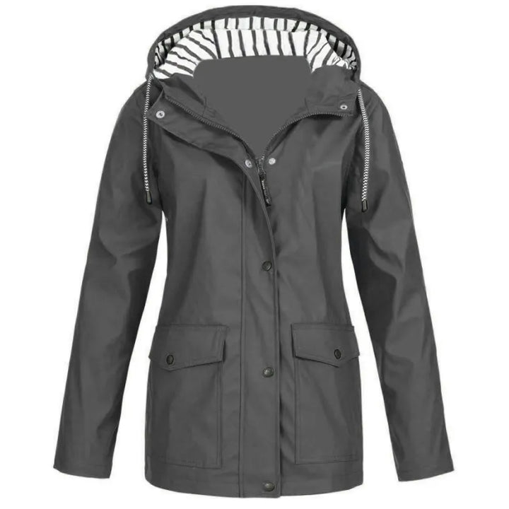 Zoey | Dames regenjas met capuchon en klepzakken
