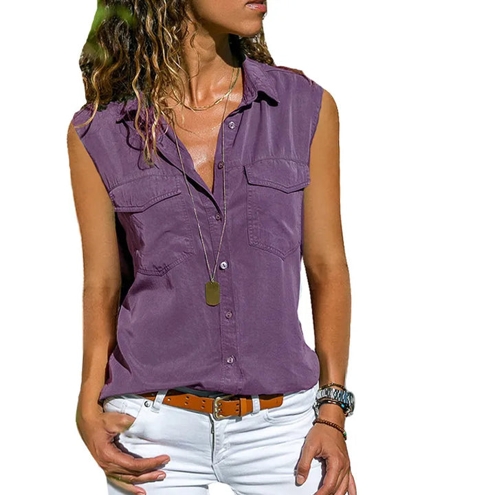 Adelaide | Damesblouse met knoopsluiting en borstzakken