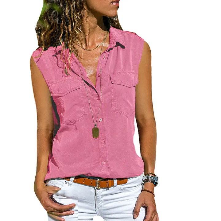 Adelaide | Damesblouse met knoopsluiting en borstzakken