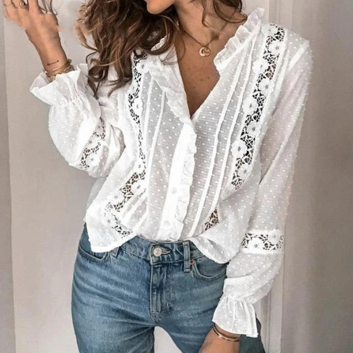 Elarine | Damesblouse met ruches en kanten details