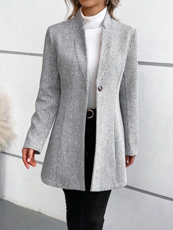 Tanja - Elegante kraagloze Lange Mouw Overgooi