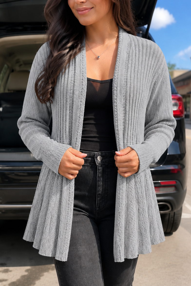 Wearbella – Open-Front Waterfall Brei Cardigan