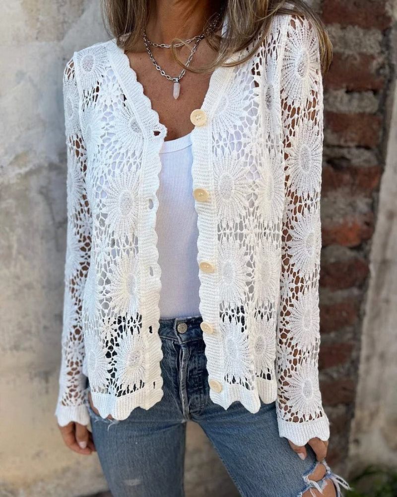 NALIE - Gehaakte Kant Knopen Cardigan