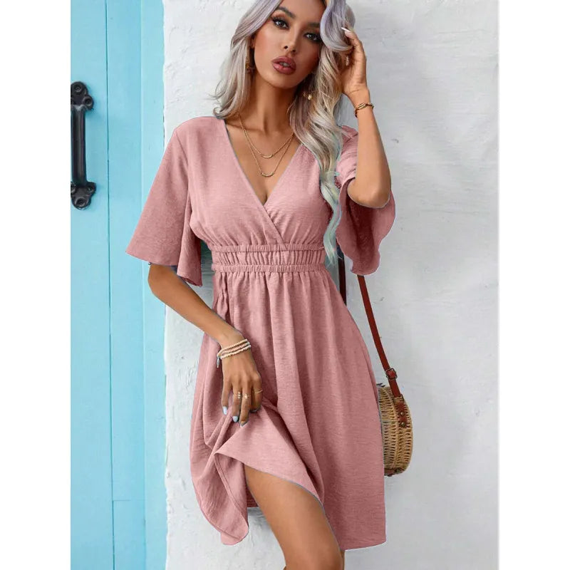 Judy | Dames Jurk met V-Hals en Elastische Taille