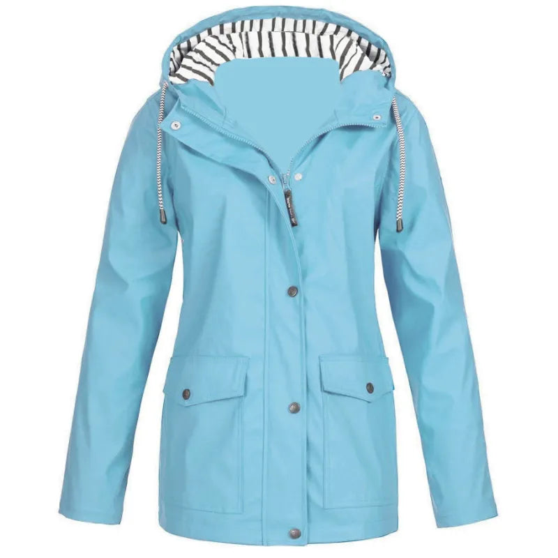 Zoey | Dames regenjas met capuchon en klepzakken