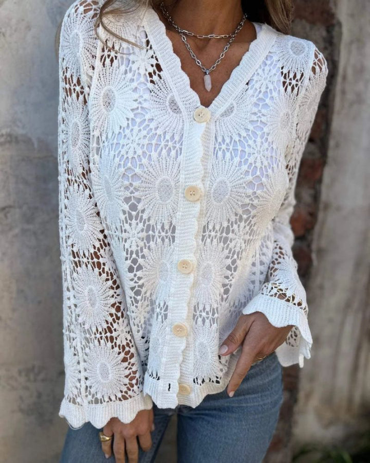 NALIE - Gehaakte Kant Knopen Cardigan