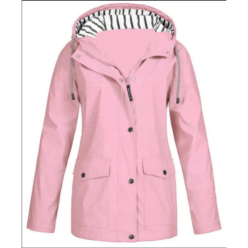 Zoey | Dames regenjas met capuchon en klepzakken
