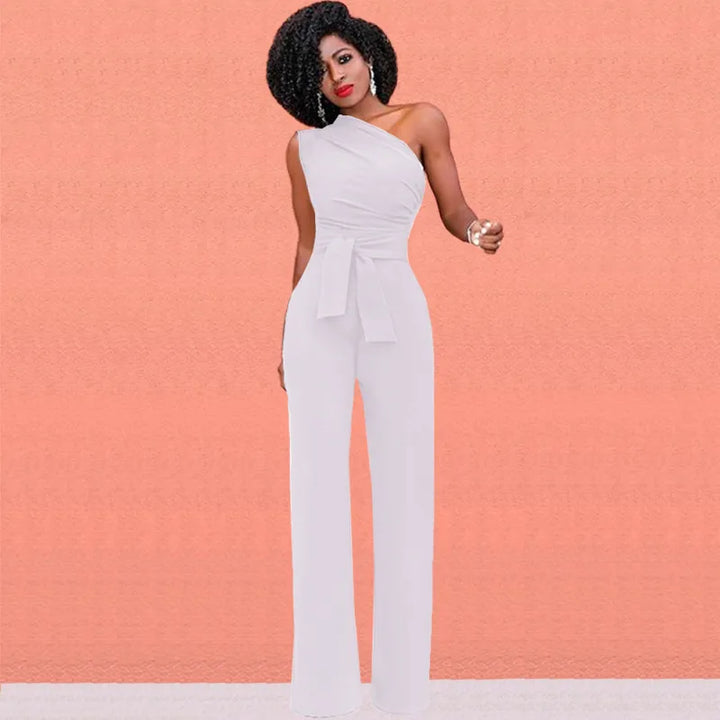 Ivy | Damesjumpsuit met één schouder en tailleceintuur