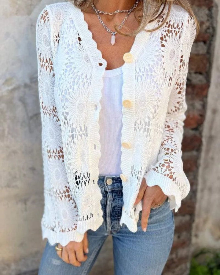 NALIE - Gehaakte Kant Knopen Cardigan