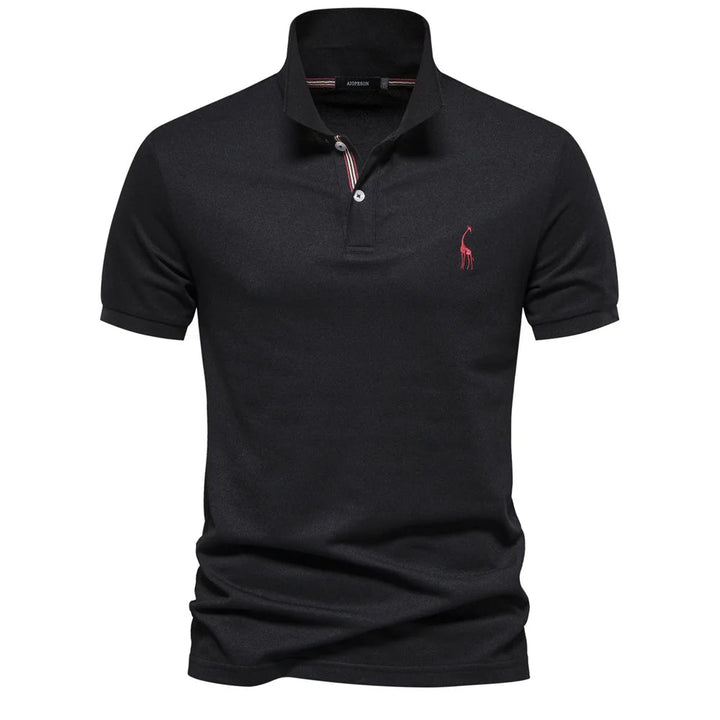 Caleb – Luxe Katoenen Polo met Hertenborduursel