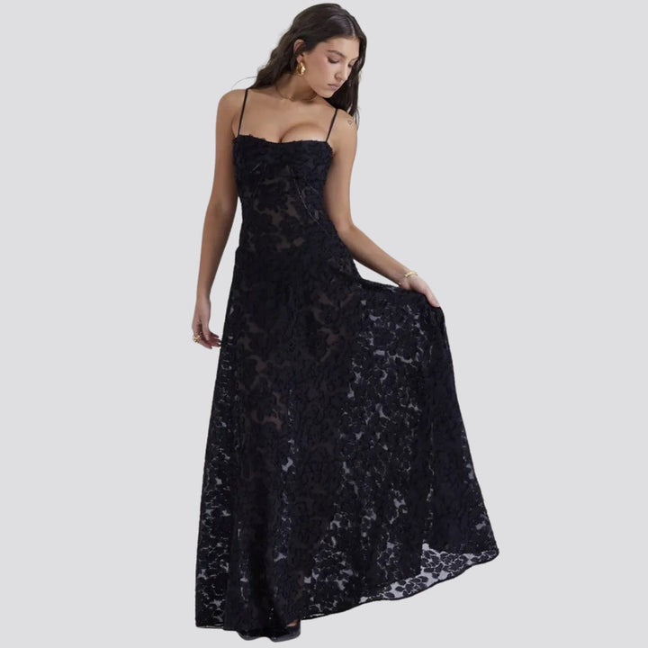 Maddy | Elegante Dames Maxikleed met Spaghettibandjes & Bloemenpatroon