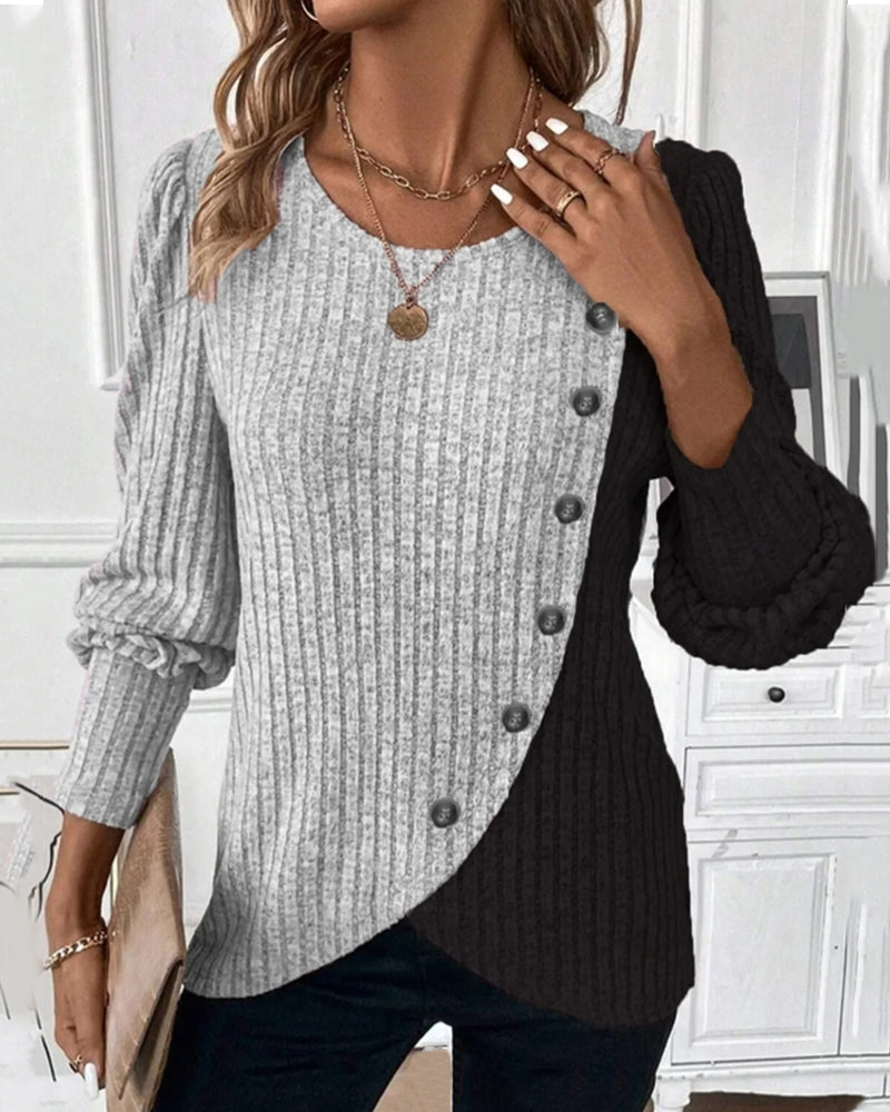 Evelyn - Het Colour-Block Casual Top