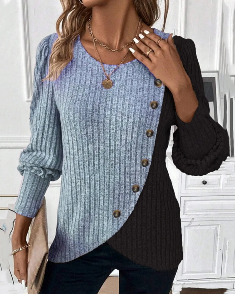 Evelyn - Het Colour-Block Casual Top