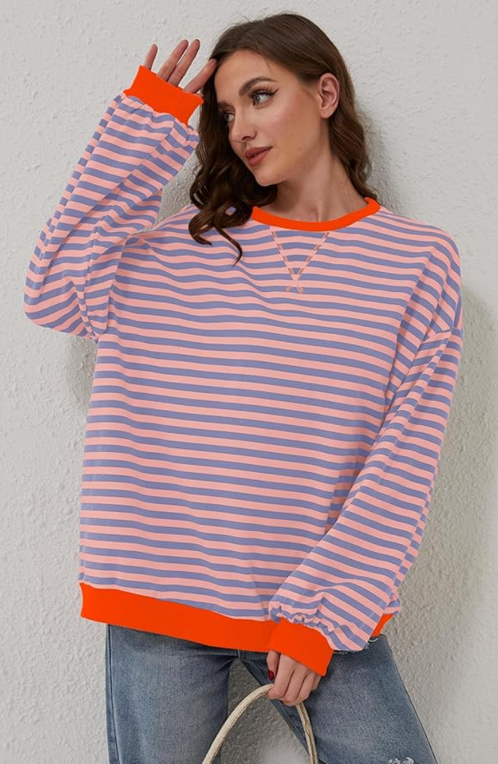 Stijlvolle Gestreepte Oversized Trui voor Vrouwen