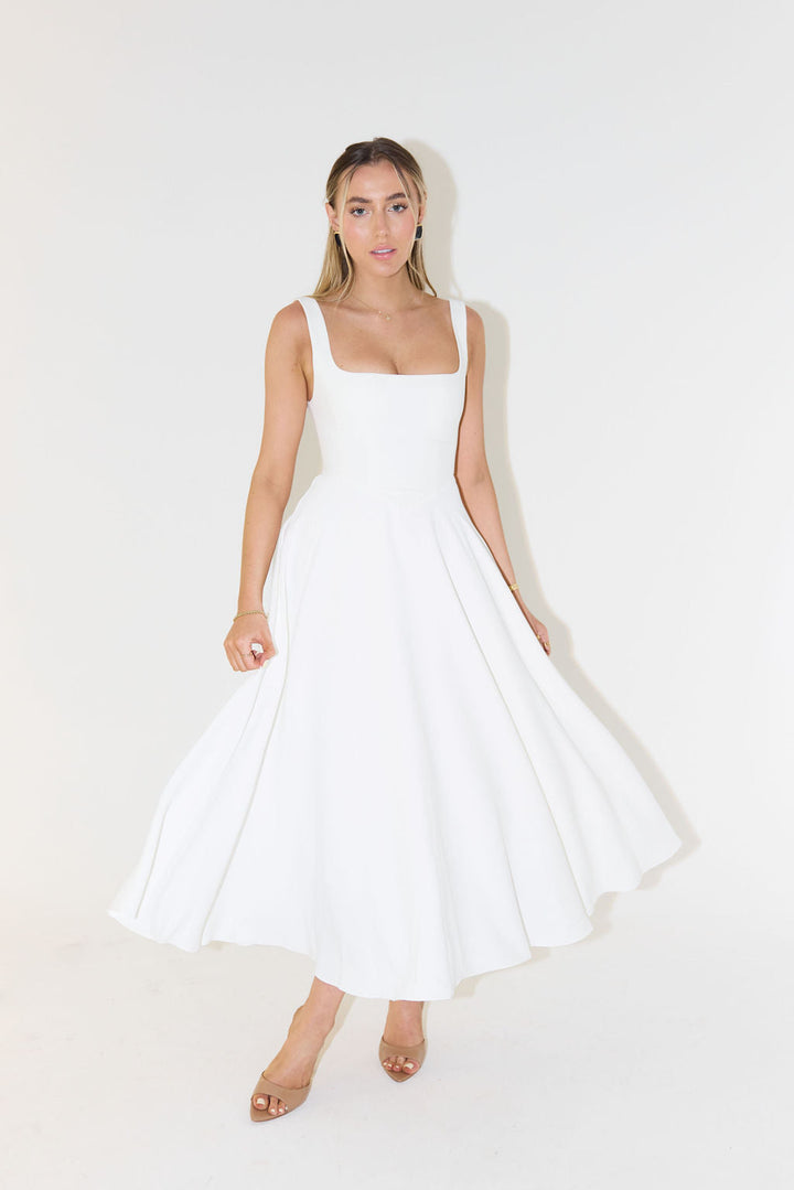 Paloma | Midi Jurk met Vierkante Hals