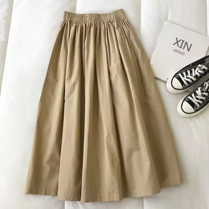 Dames Midi Rok met Elastische Taille