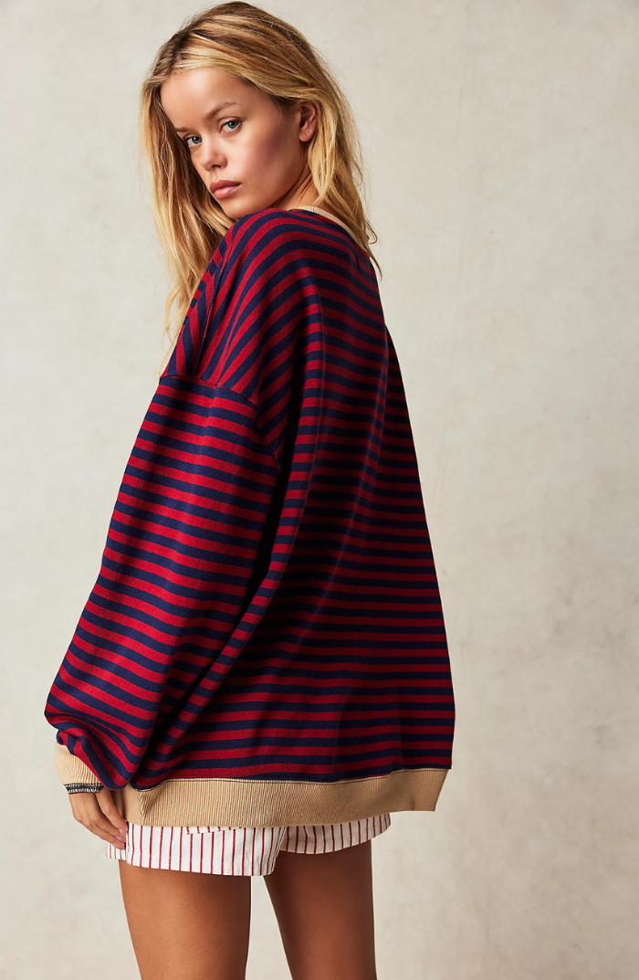Stijlvolle Gestreepte Oversized Trui voor Vrouwen