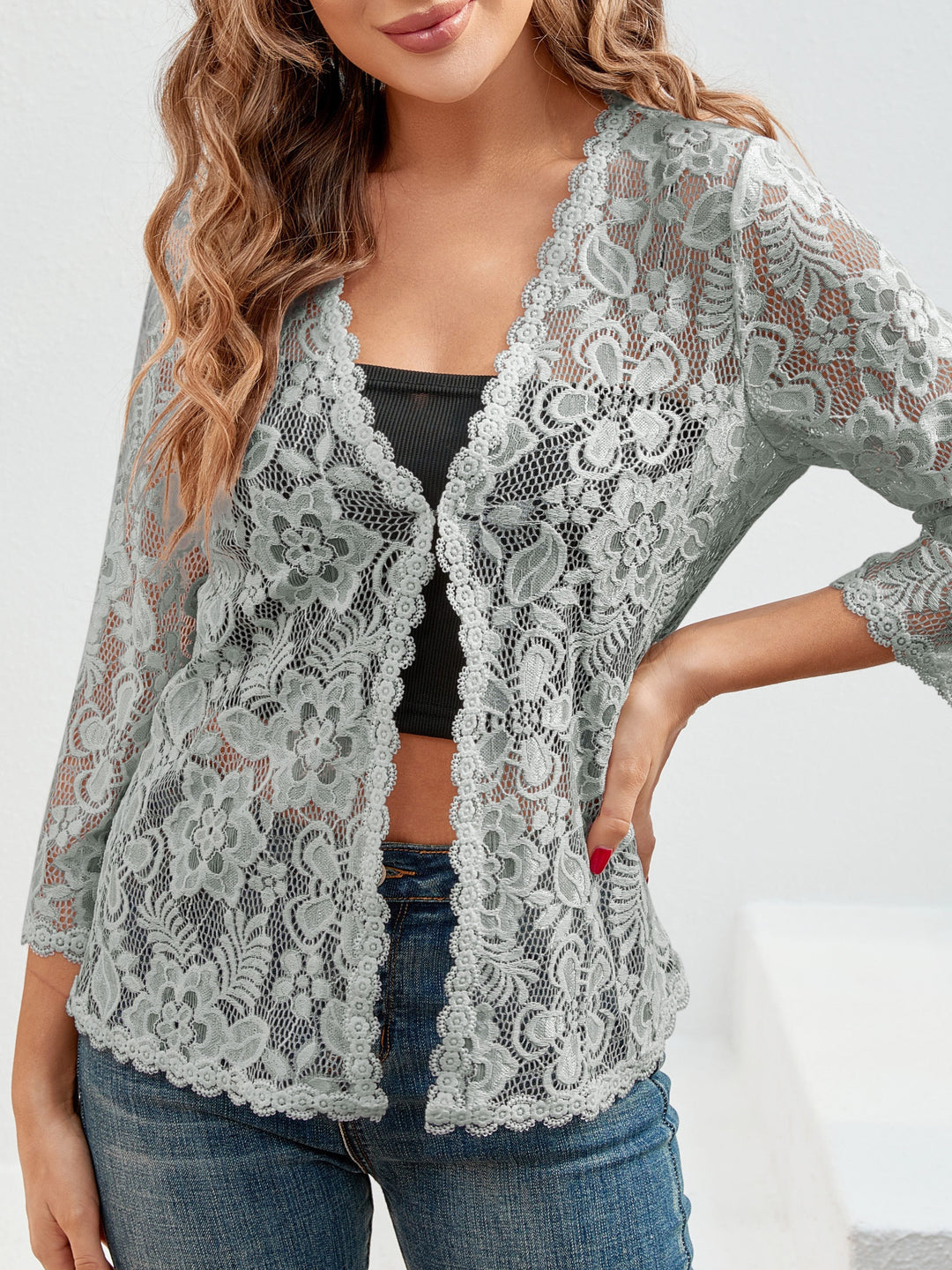 Cassandra | Bloemig Opengewerkt Cardigan