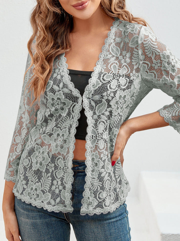Cassandra | Bloemig Opengewerkt Cardigan