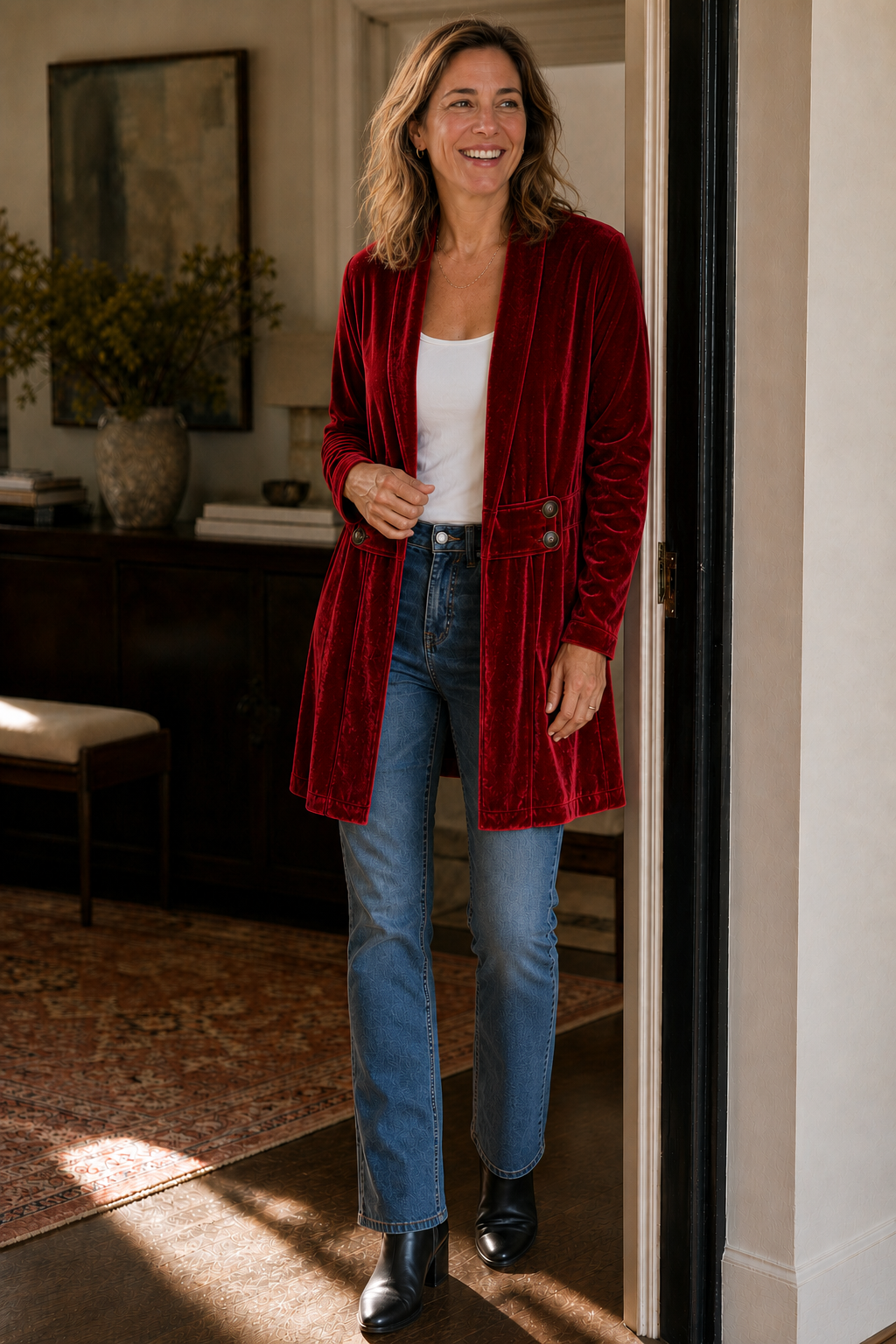 Velbourne – Dubbelzijdige Fluwelen-Look Cardigan