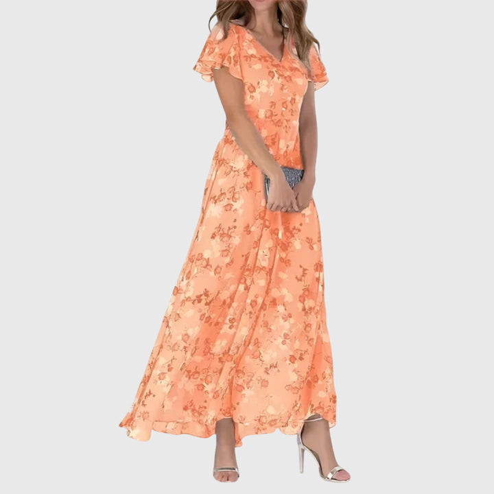 Amber | Dames Bloemen V-Hals Maxi Jurk