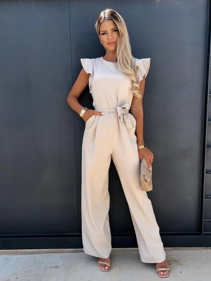 Jumpsuit met Gerimpelde Mouwen en Riem voor Dames