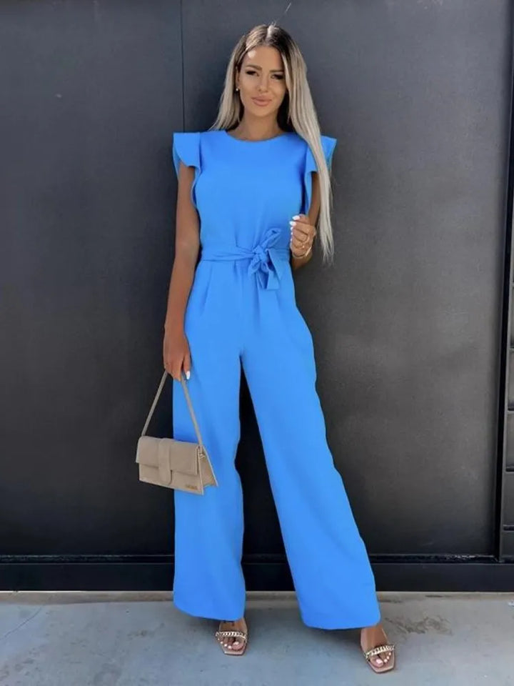 Jumpsuit met Gerimpelde Mouwen en Riem voor Dames