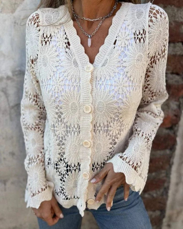 NALIE - Gehaakte Kant Knopen Cardigan