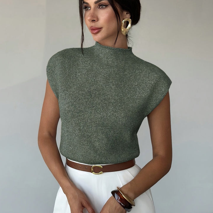 Claudia | Mock Neck Mouwloos Sweater Vest