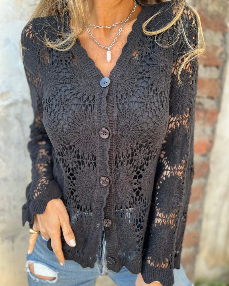 NALIE - Gehaakte Kant Knopen Cardigan