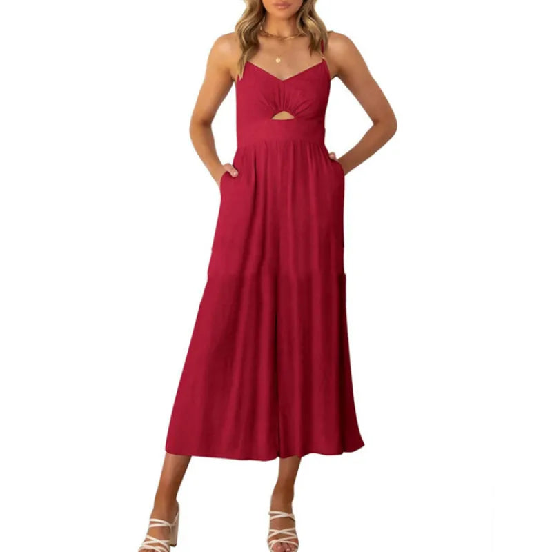 Benedikta | Damesjumpsuit met spaghettibandjes en uitsnijding
